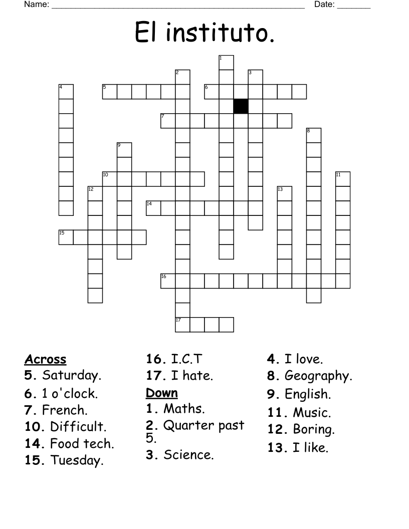 El instituto. Crossword