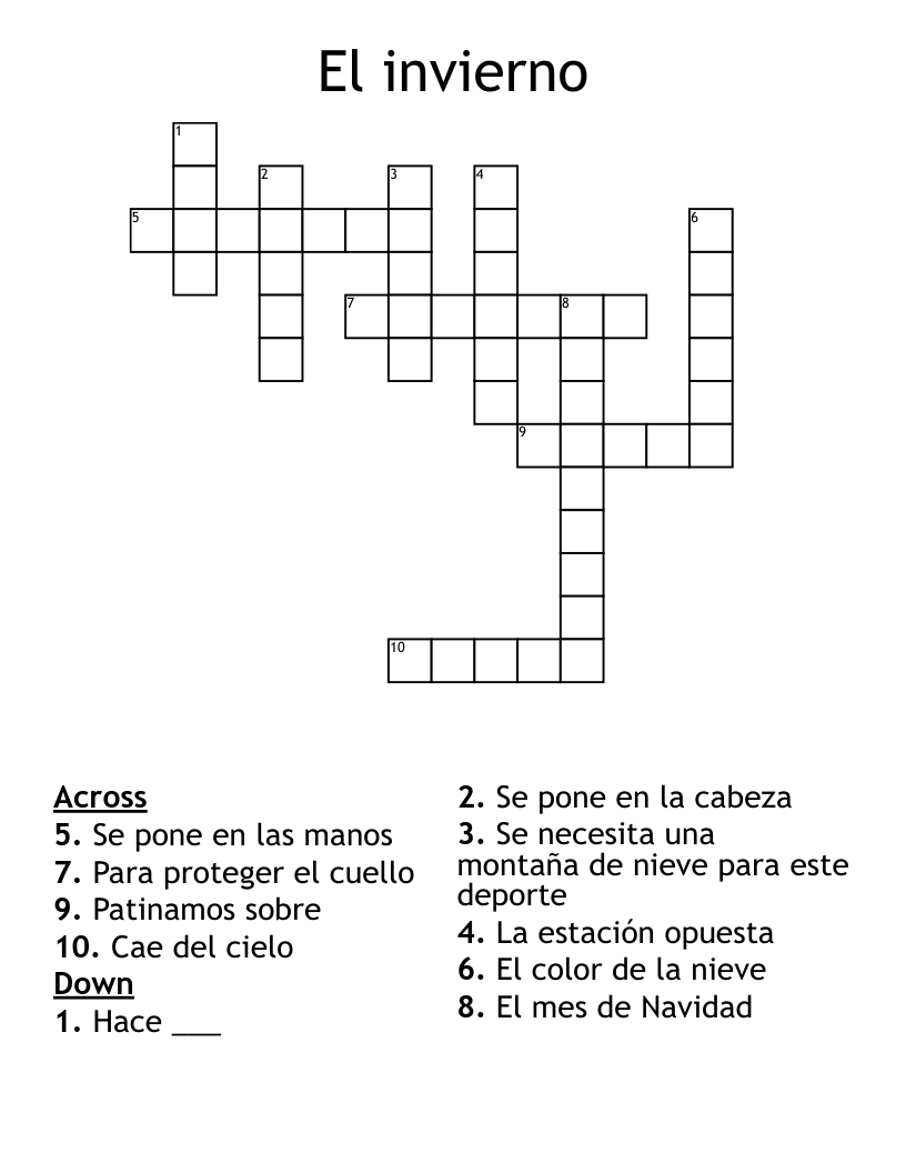 El invierno Crossword