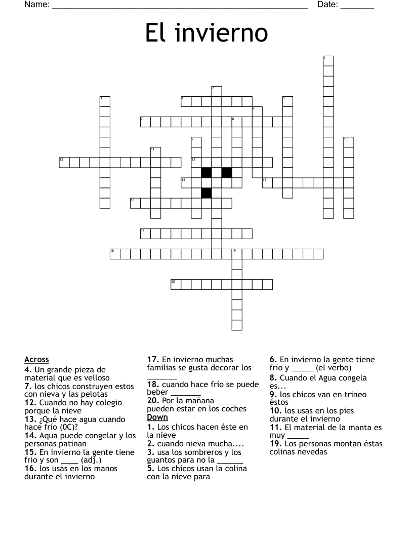 El invierno  Crossword