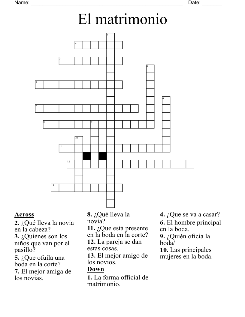 El matrimonio Crossword