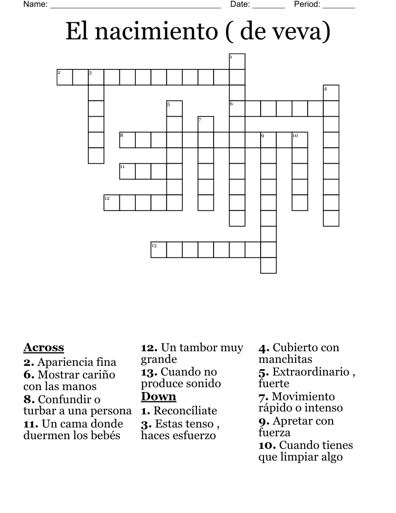 El nacimiento ( de veva) Crossword