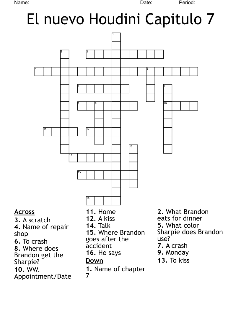 El nuevo Houdini Capitulo 7 Crossword