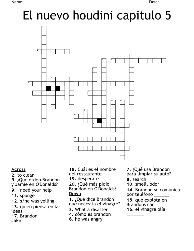 El nuevo houdini capitulo 5 Crossword