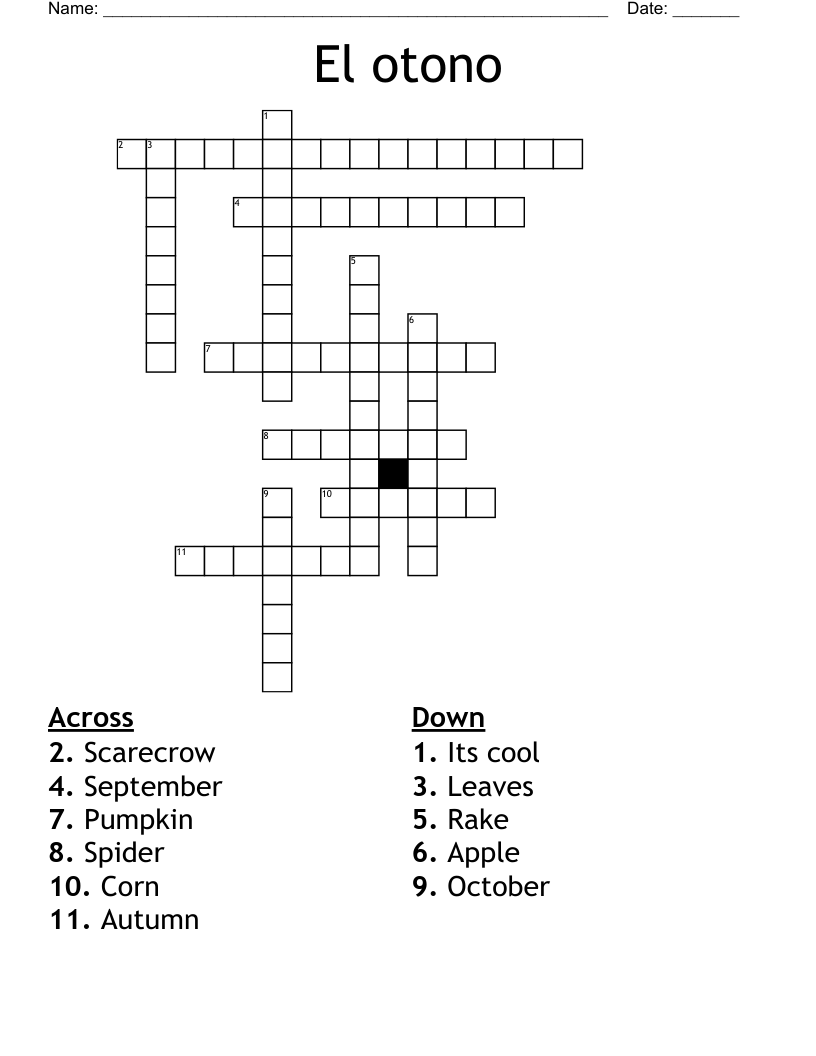 El otono Crossword