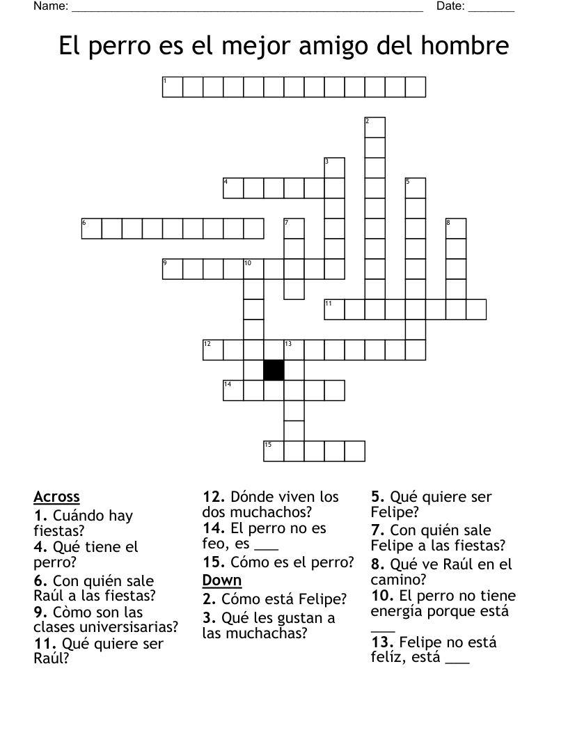 El perro es el mejor amigo del hombre Crossword