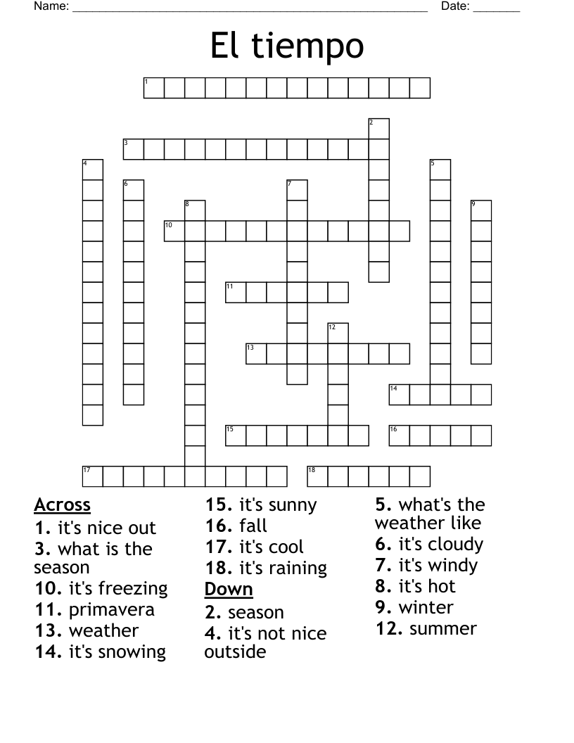 El tiempo Crossword