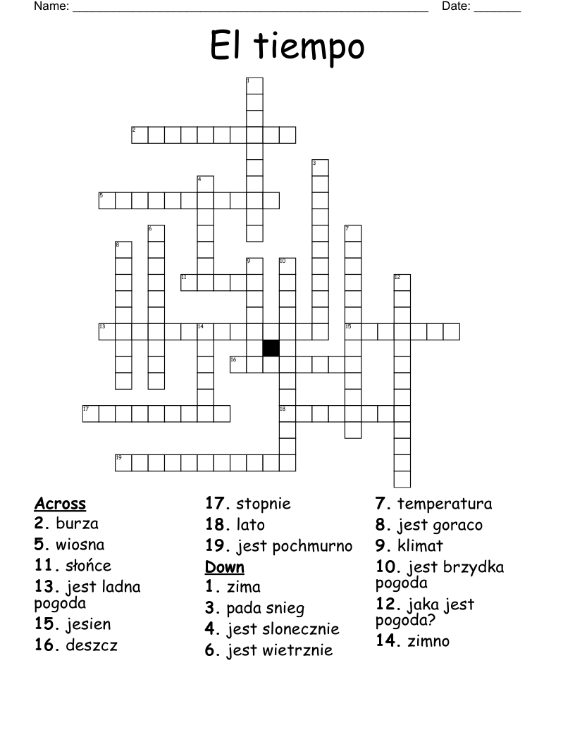 El tiempo Crossword