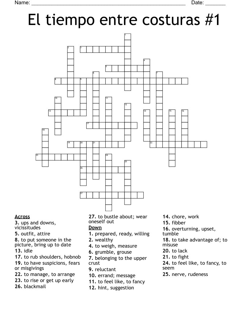 El tiempo entre costuras #1 Crossword