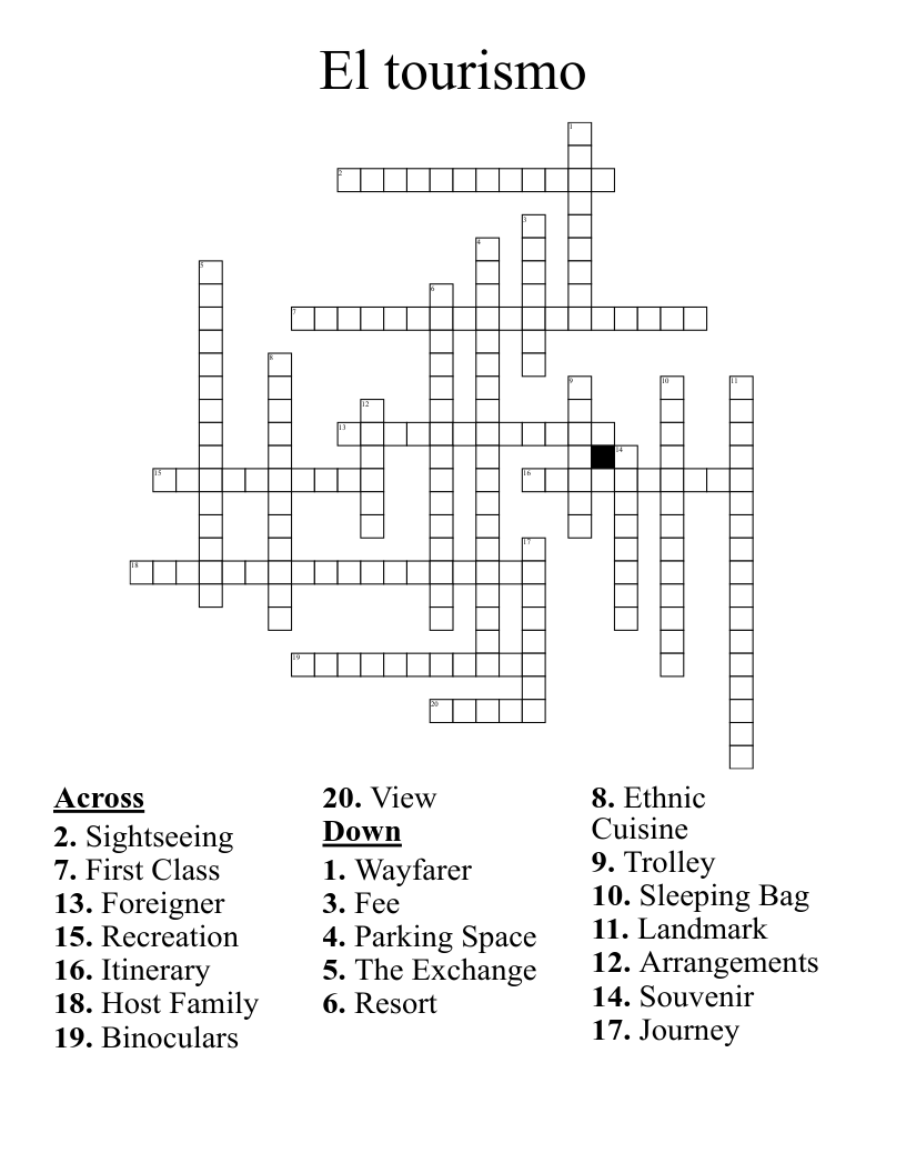 El tourismo Crossword
