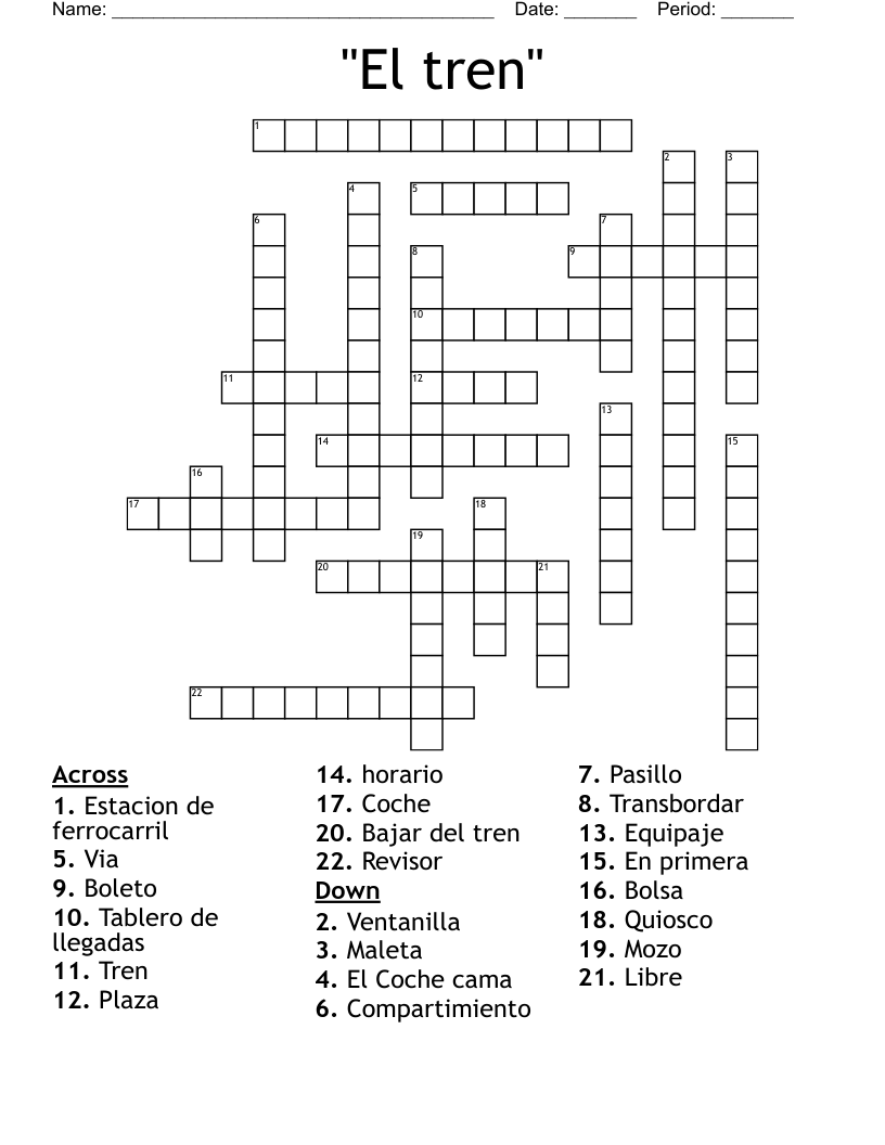 "El tren" Crossword
