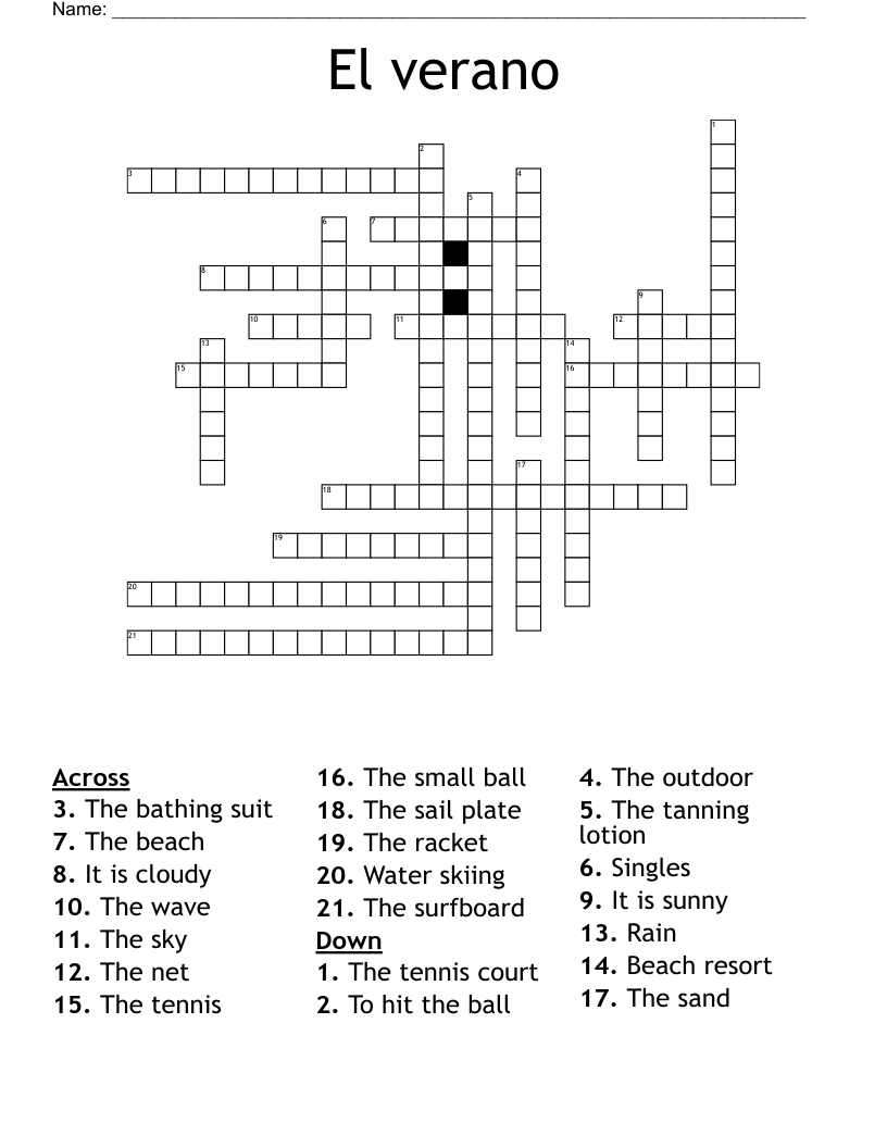 El verano Crossword