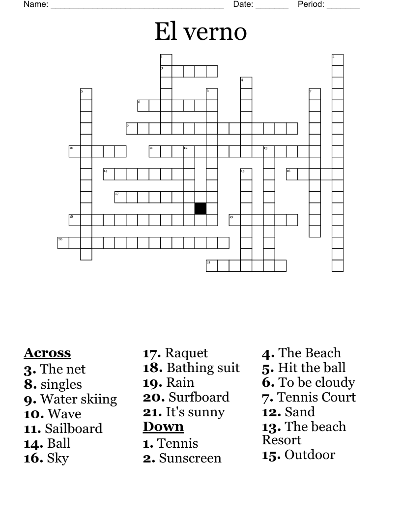 El verno  Crossword