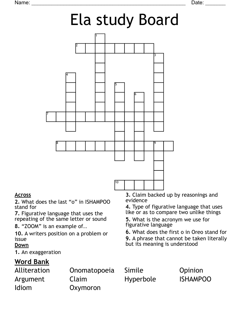 Ela study Board Crossword