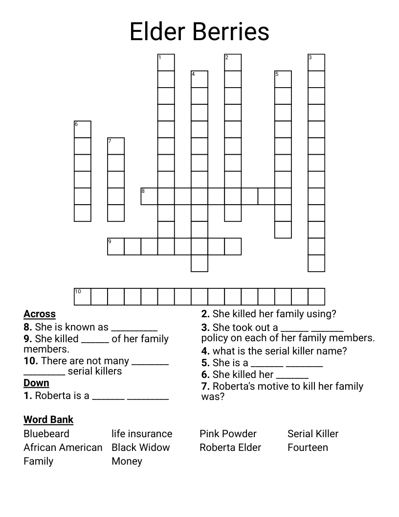 Elder Berries Crossword