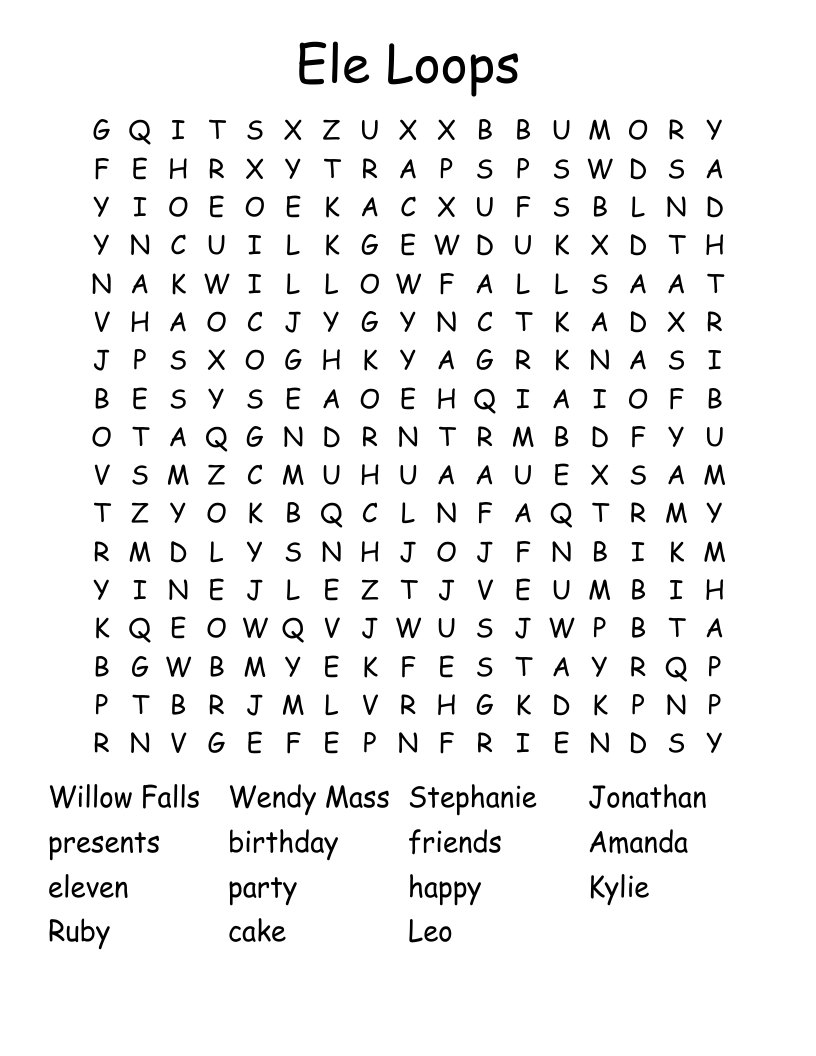 Ele Loops Word Search