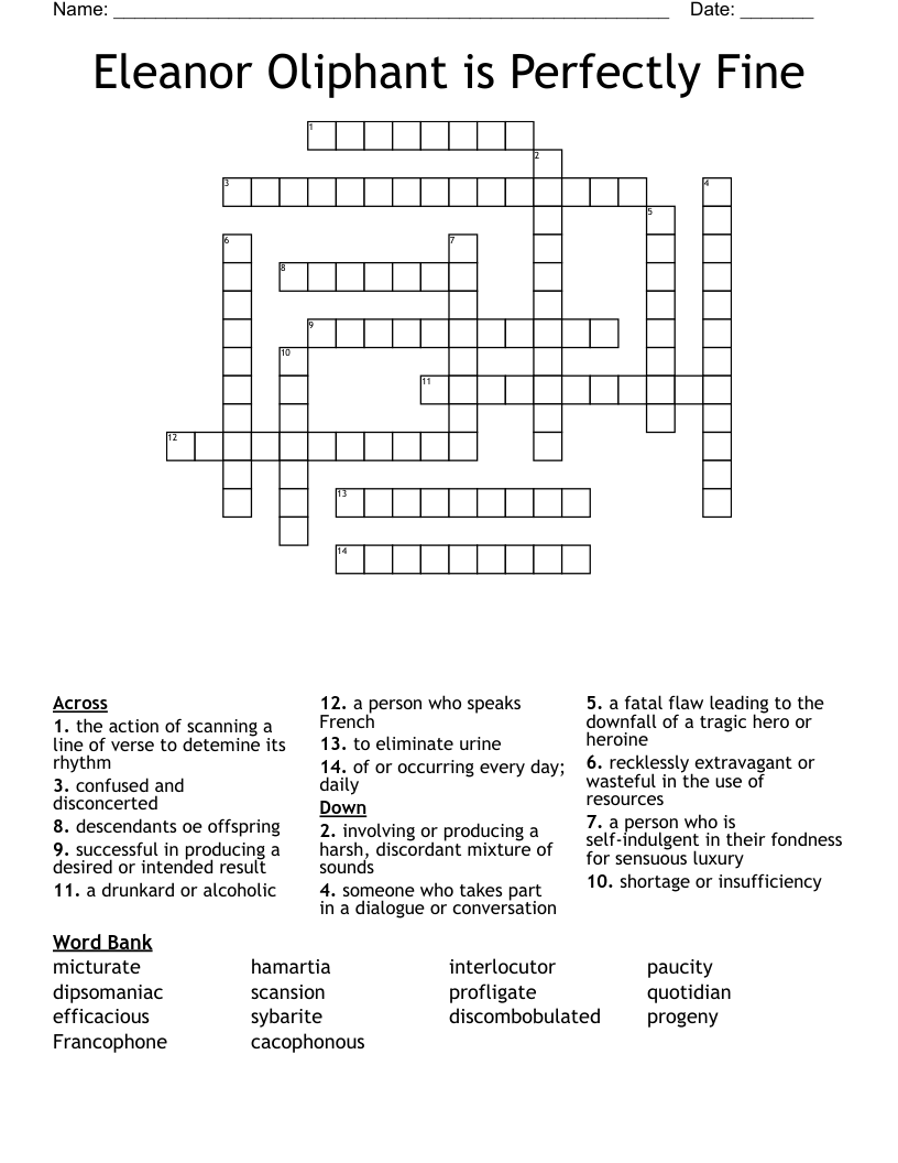 Eleanor Oliphant is Perfectly Fine Crossword