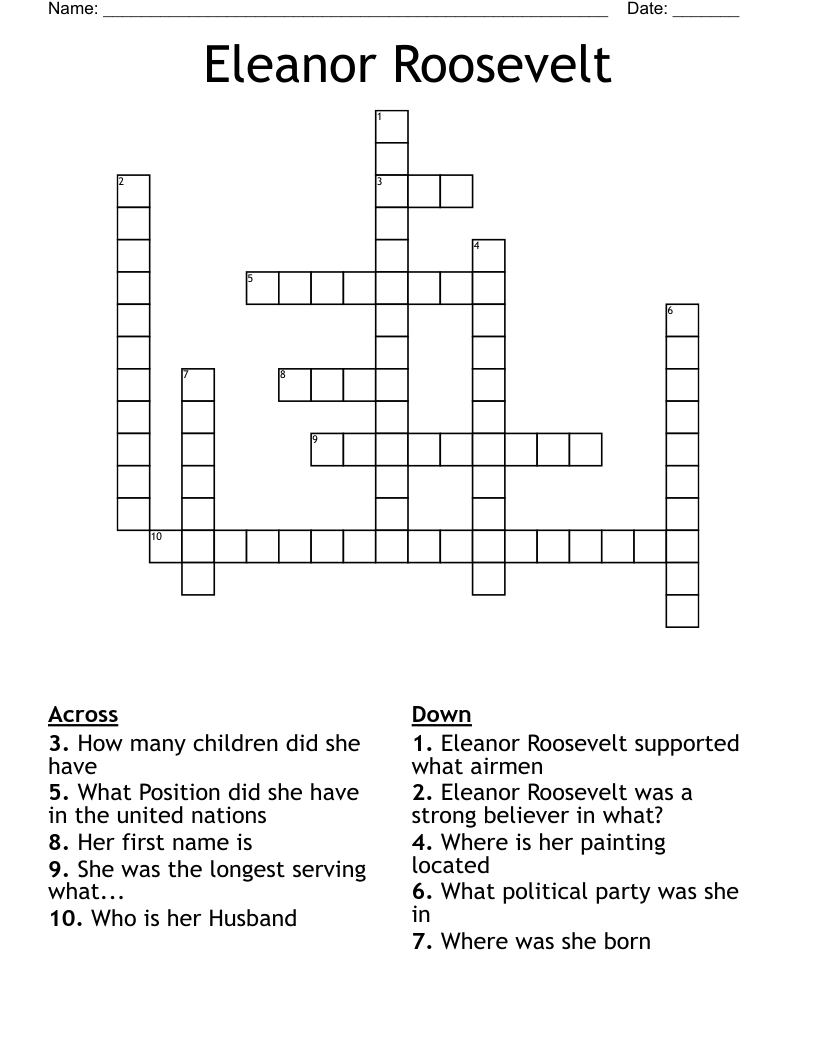 Eleanor Roosevelt Crossword