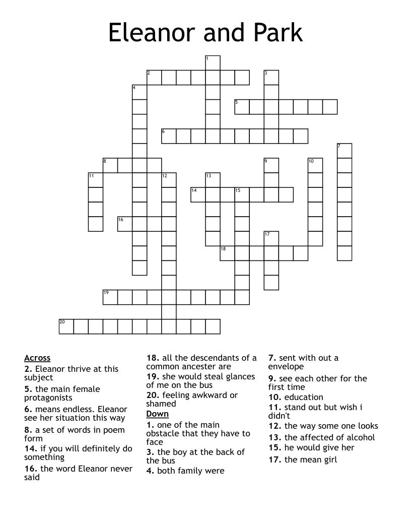 Eleanor and Park Crossword