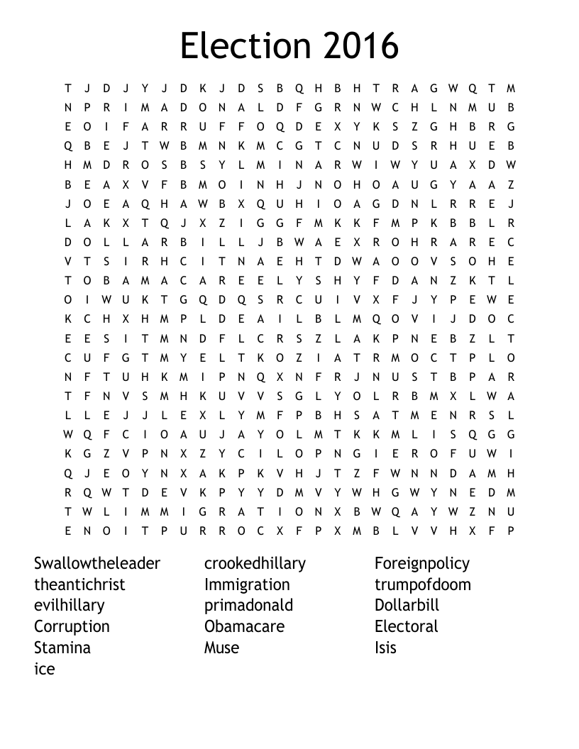Election 2016 Word Search