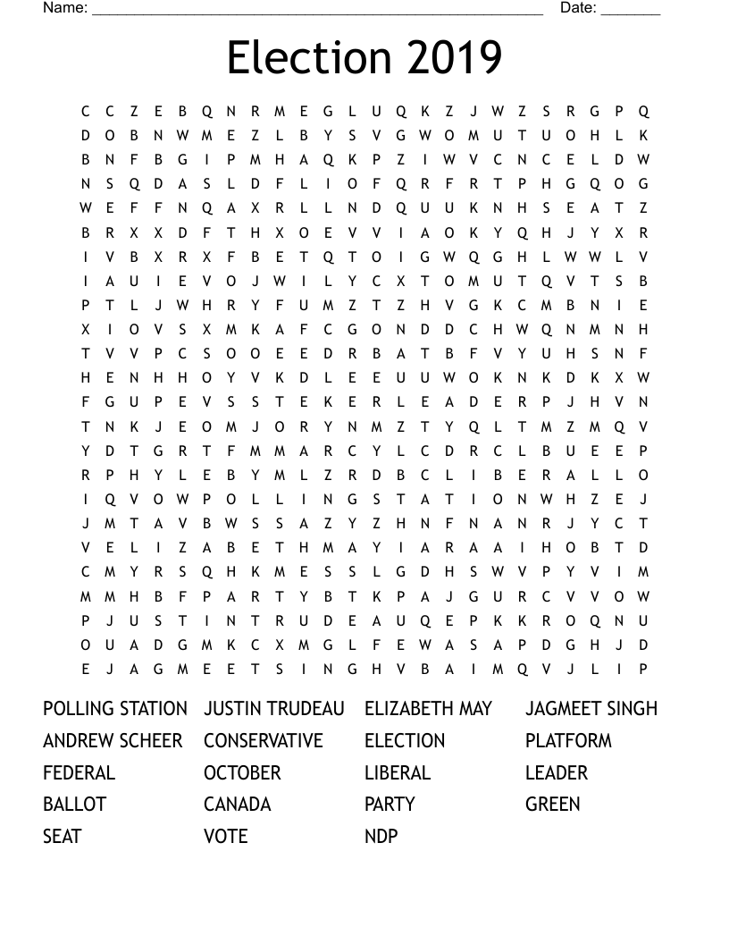 Election 2019 Word Search