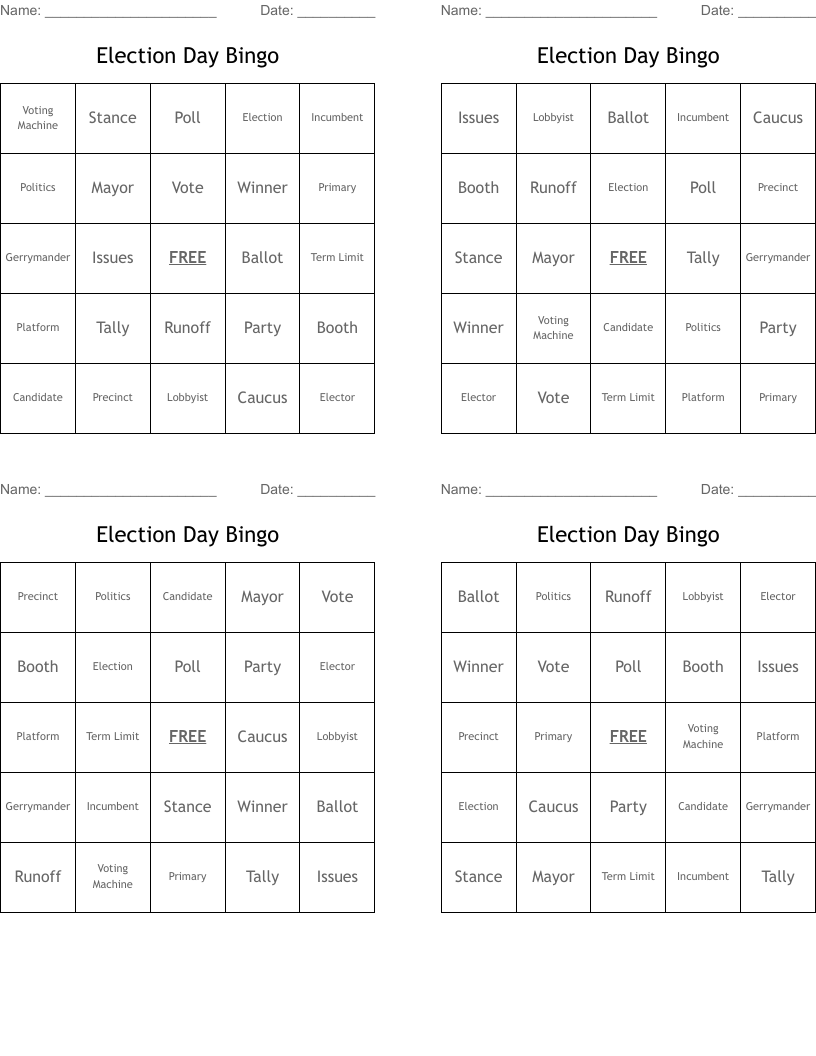 Election Day Bingo