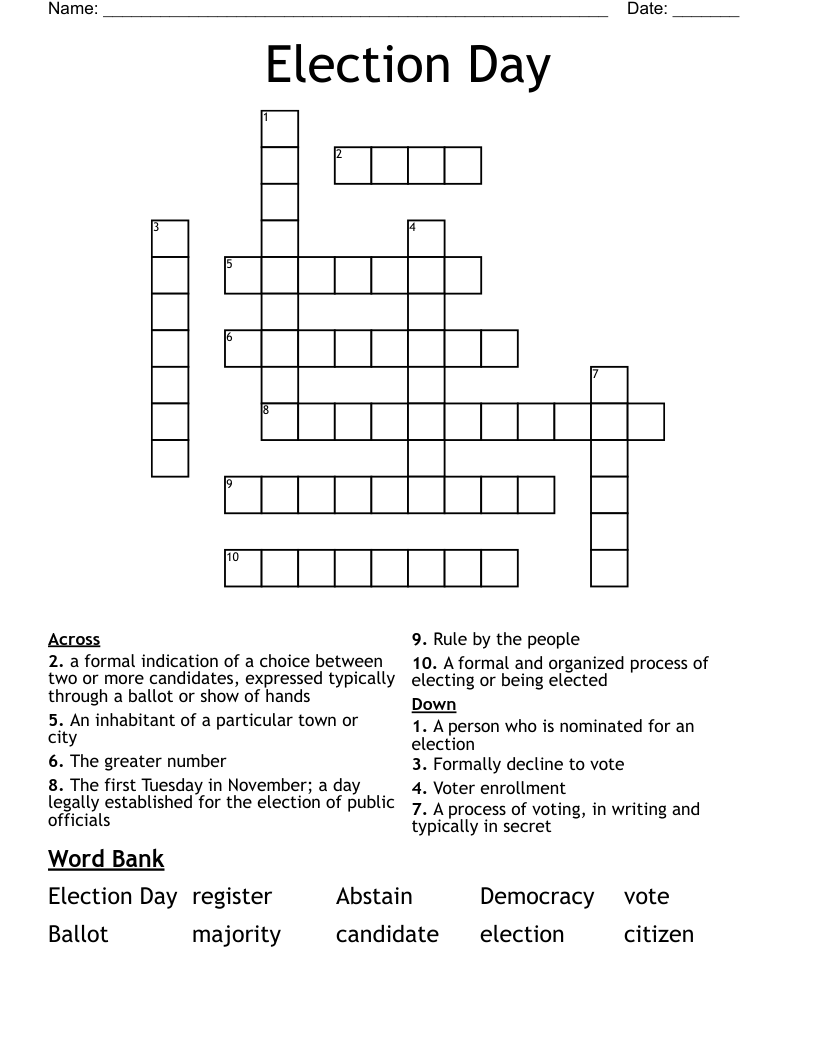 Election Day  Crossword