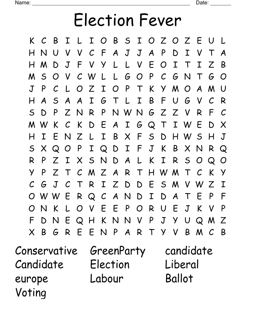 Election Fever Word Search