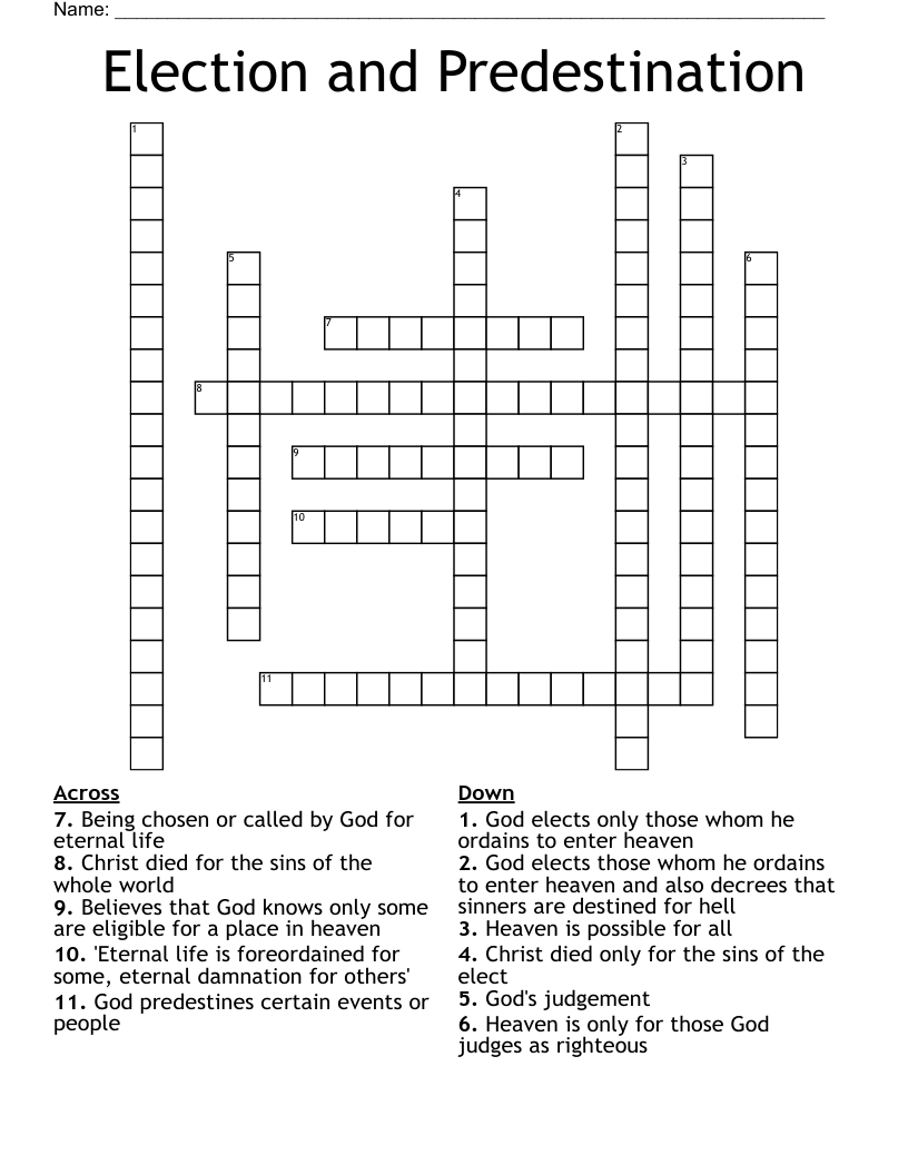 Election and Predestination  Crossword