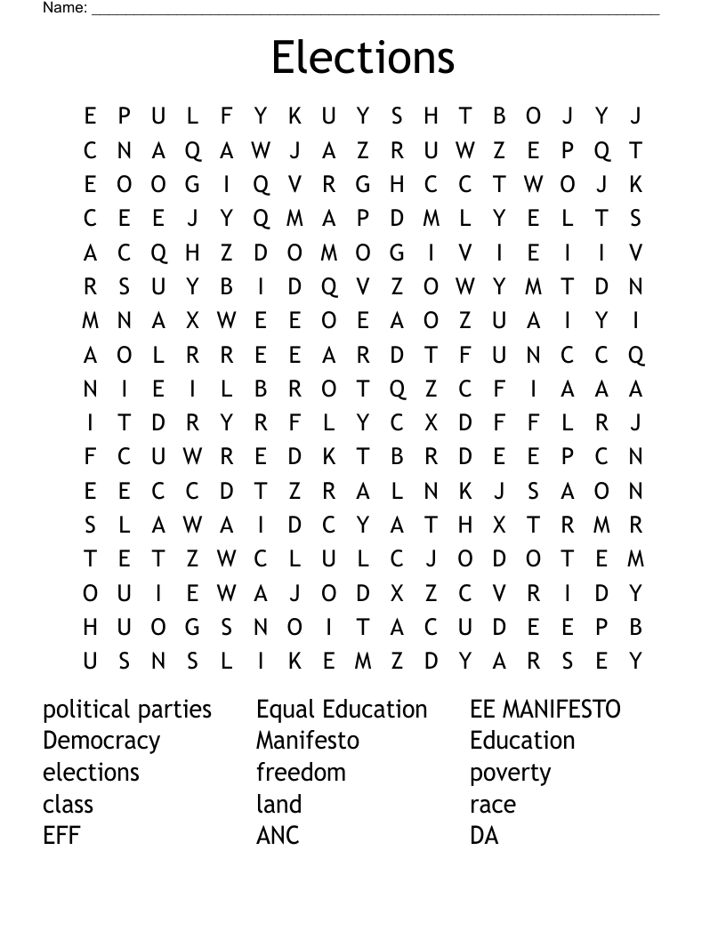 Elections Word Search