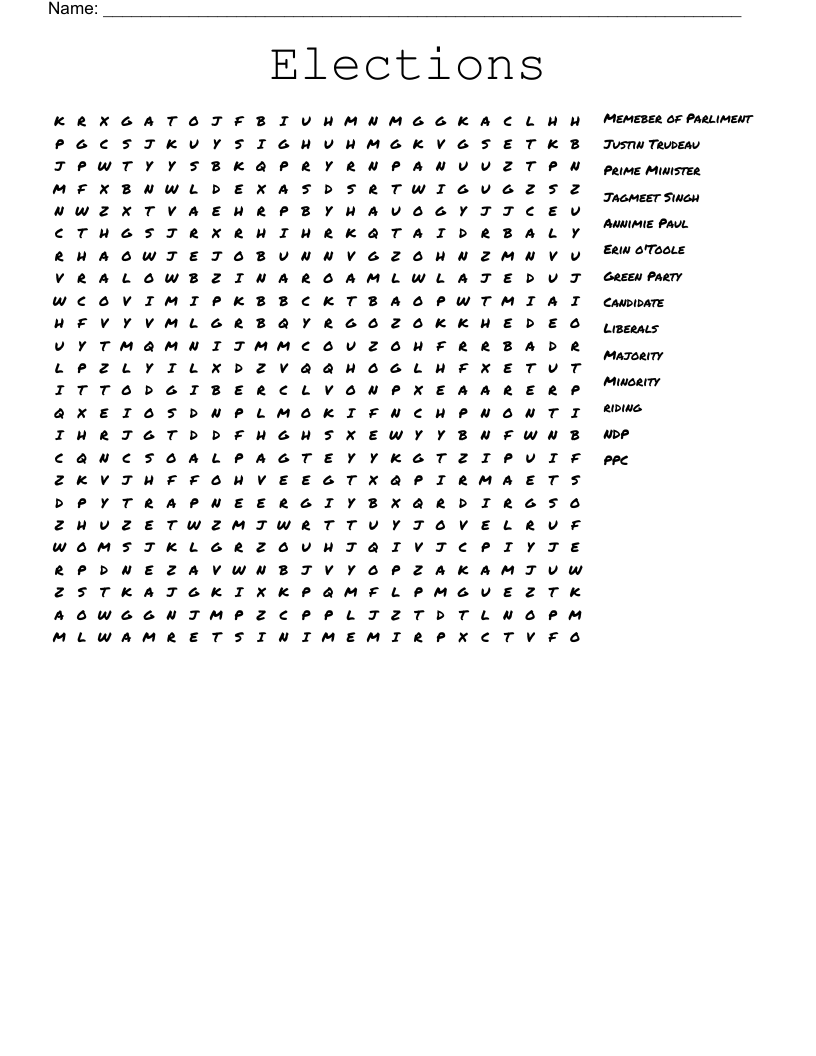 Elections Word Search