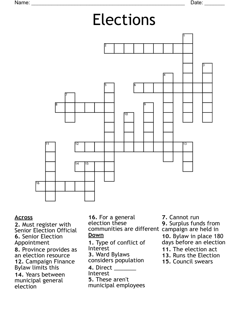 Elections  Crossword