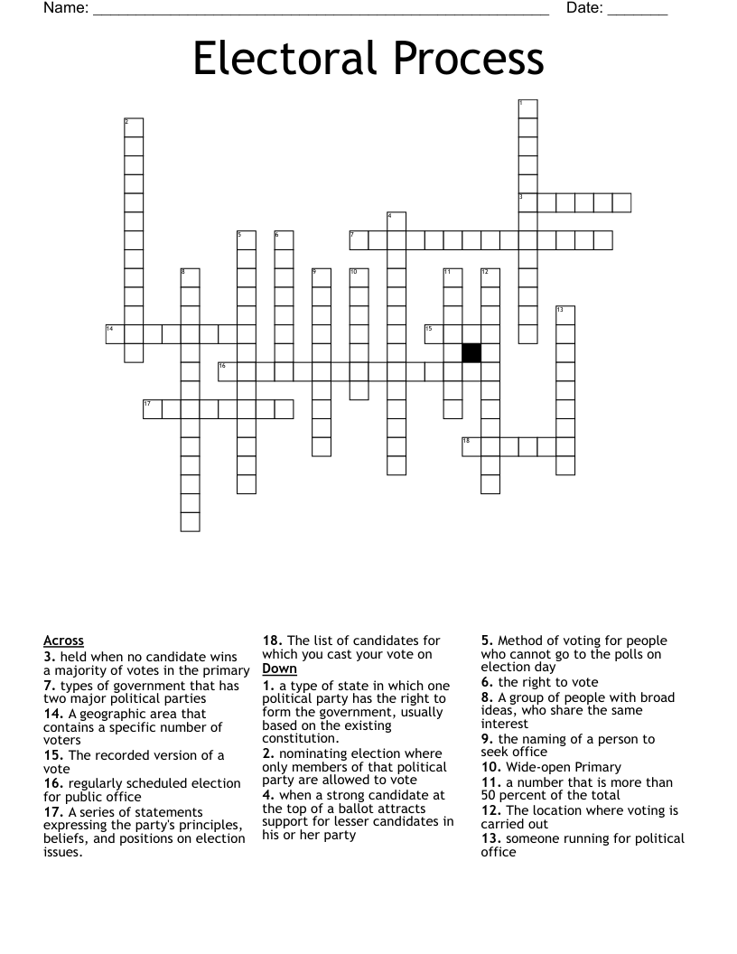 Electoral Process Crossword