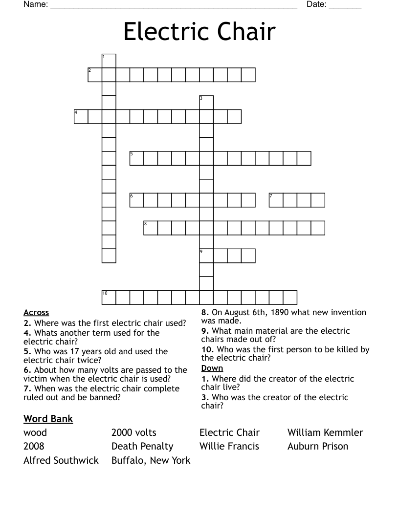 Electric Chair Crossword