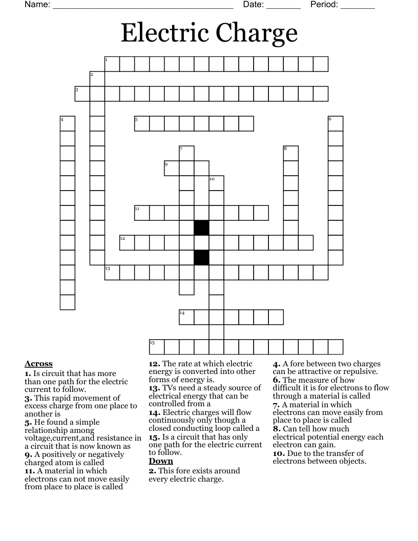 Electric Charge Crossword