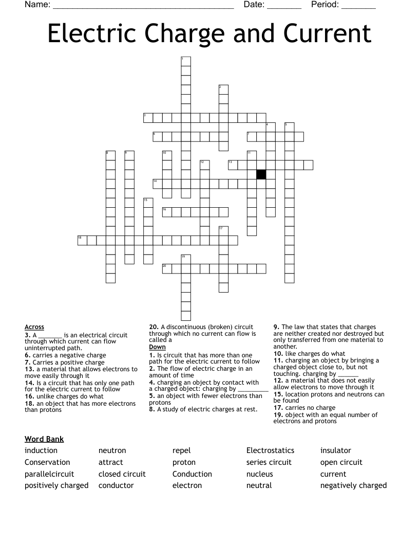 Electric Charge and Current  Crossword