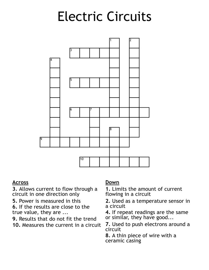 Electric Circuits Crossword