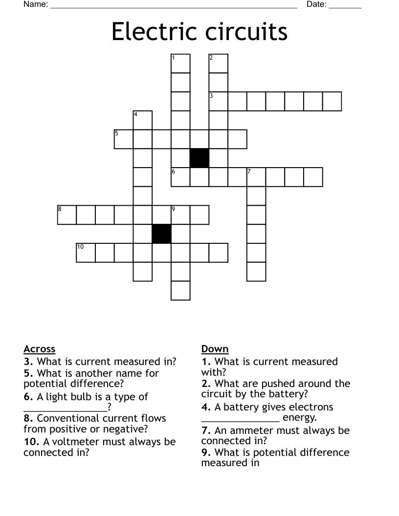 Electric circuits Crossword