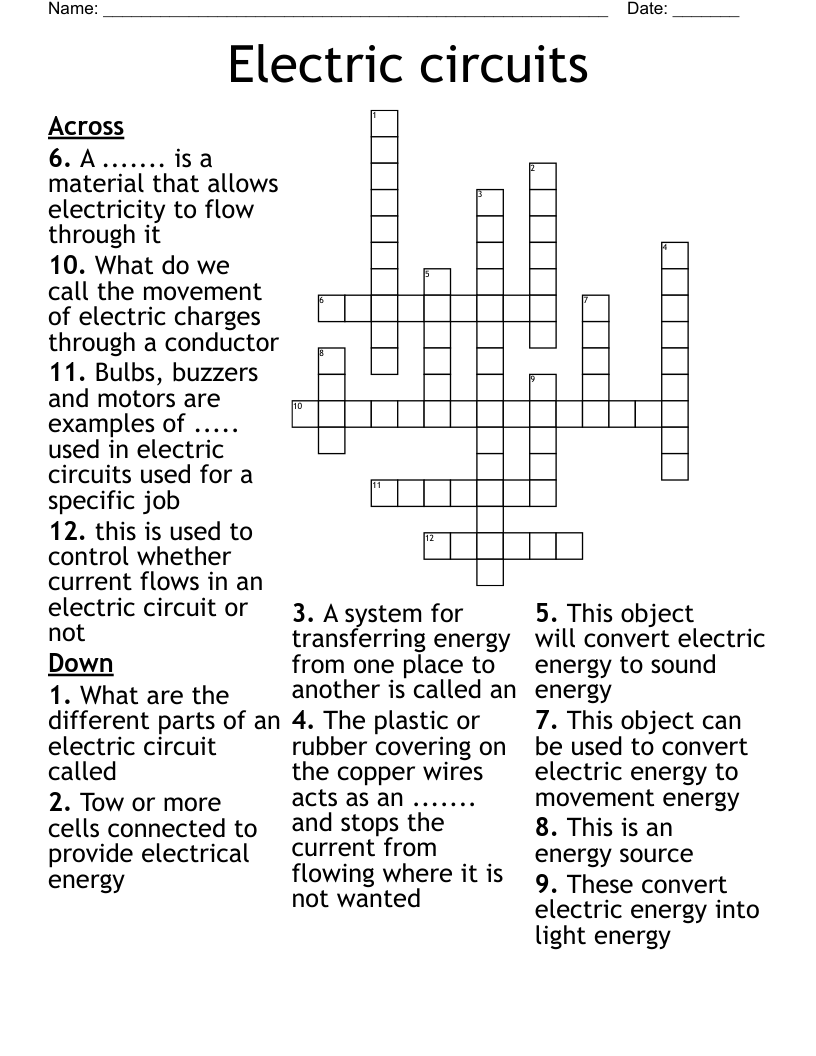 Electric circuits Crossword