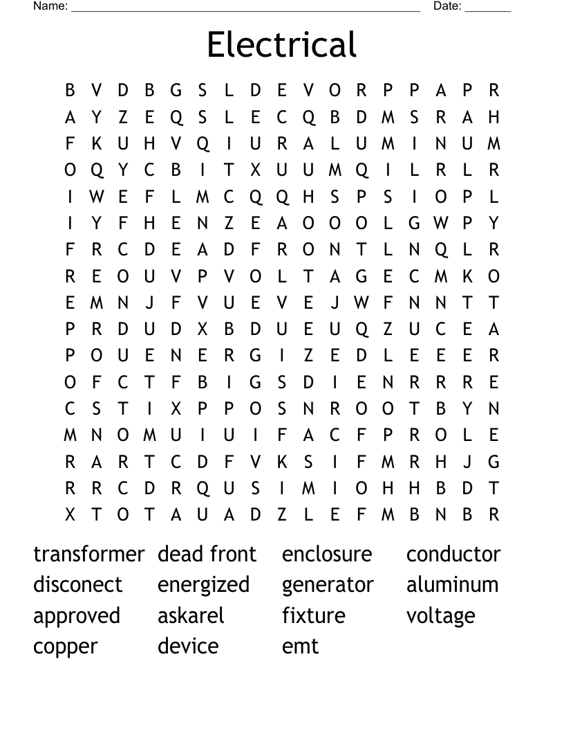Electrical Word Search