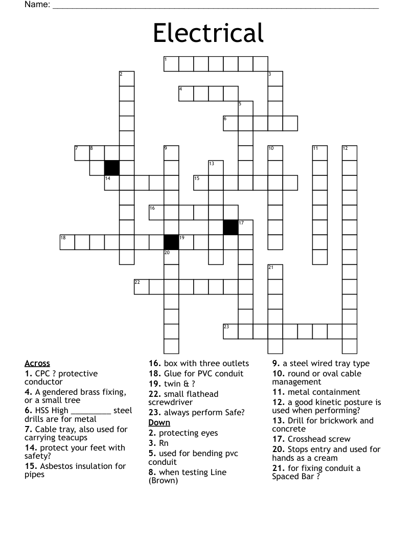 Electrical Crossword