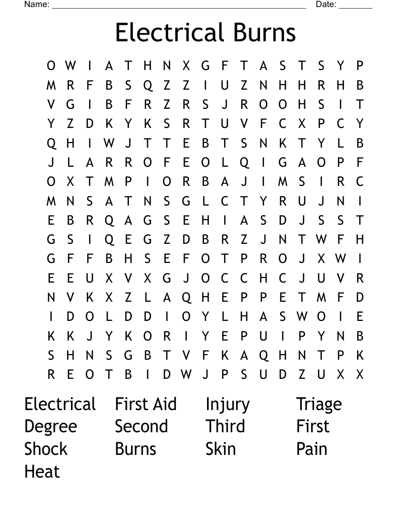 Electrical Burns Word Search