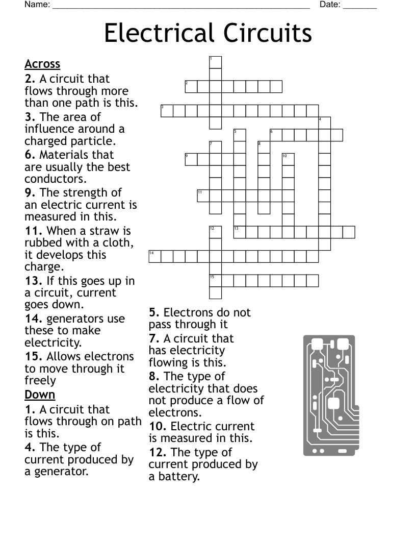 Electrical Circuits Crossword