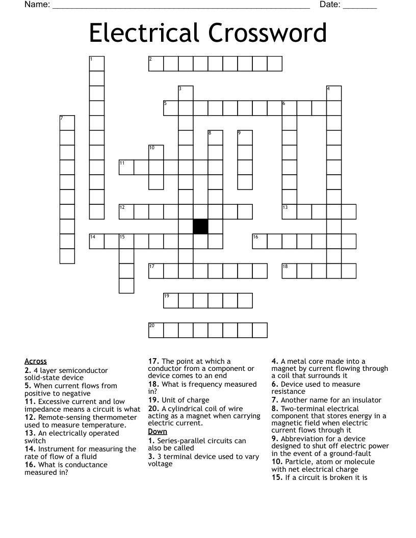 Electrical Crossword