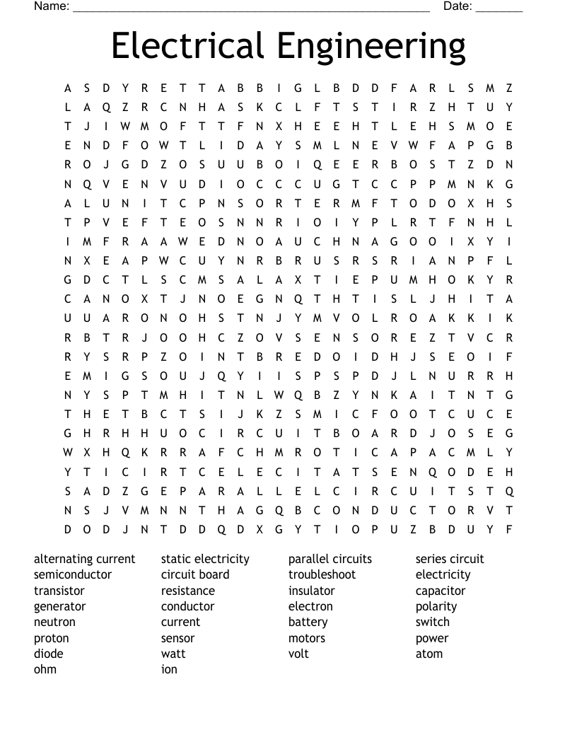 Electrical Engineering Word Search
