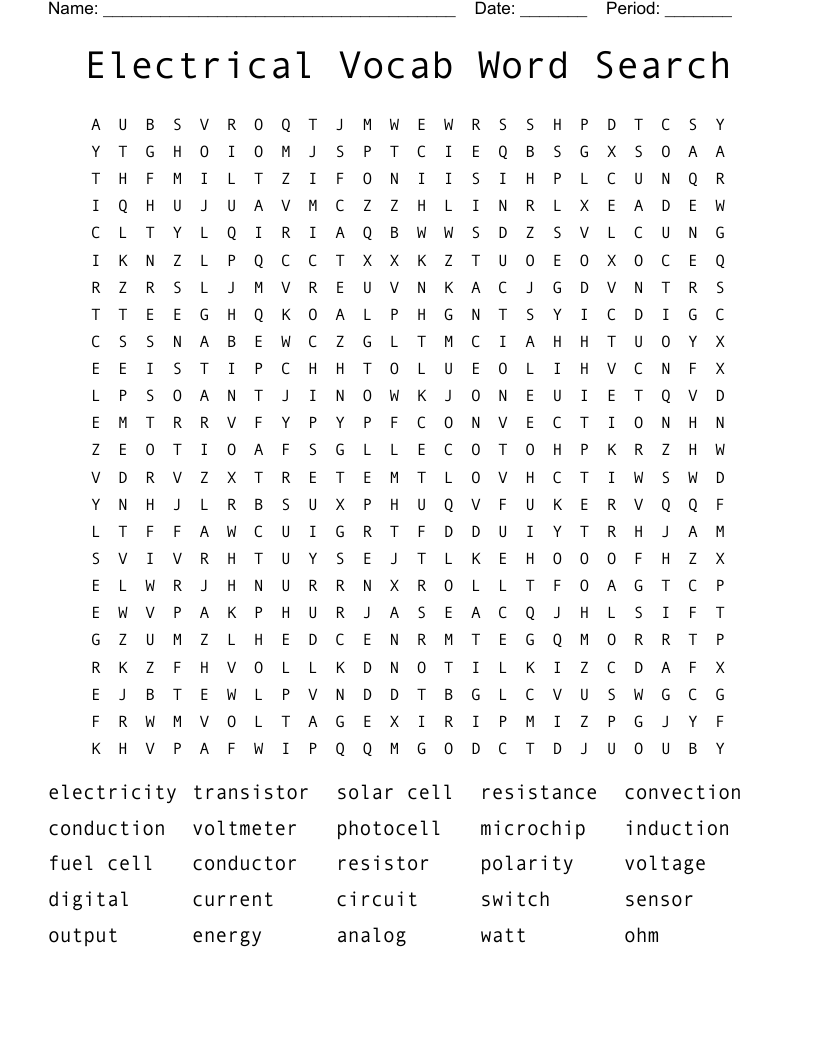 Electrical Vocab Word Search