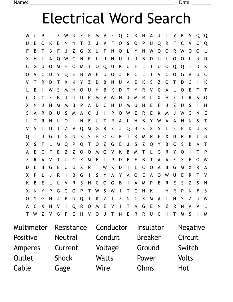 Electrical Word Search