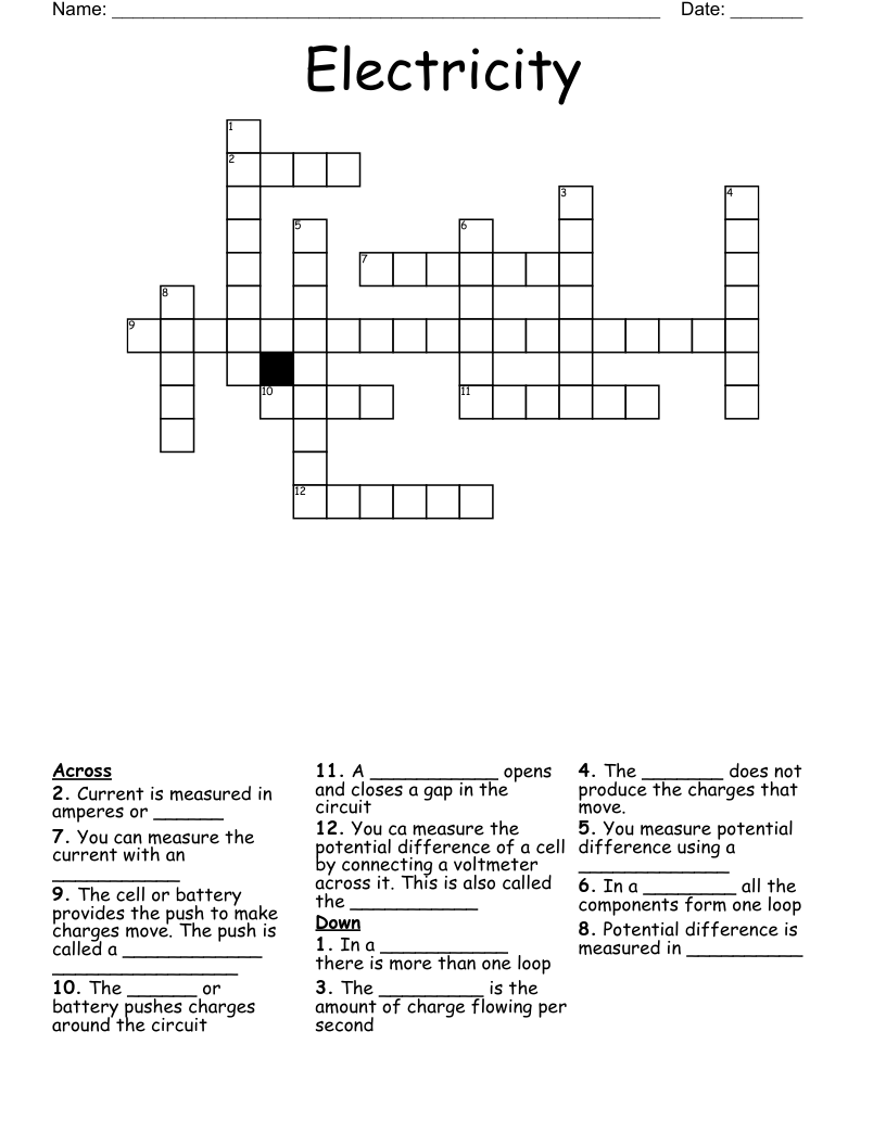 Electricity Crossword