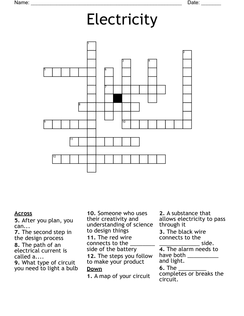 Electricity Crossword