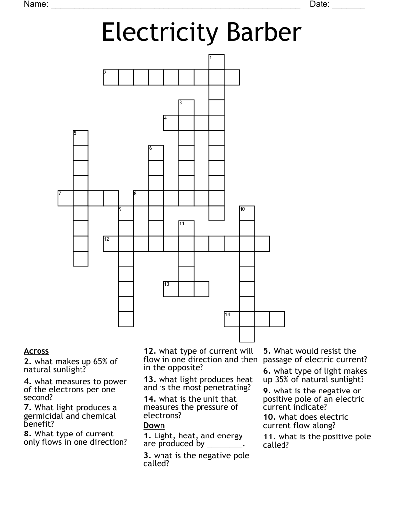 Electricity Barber Crossword