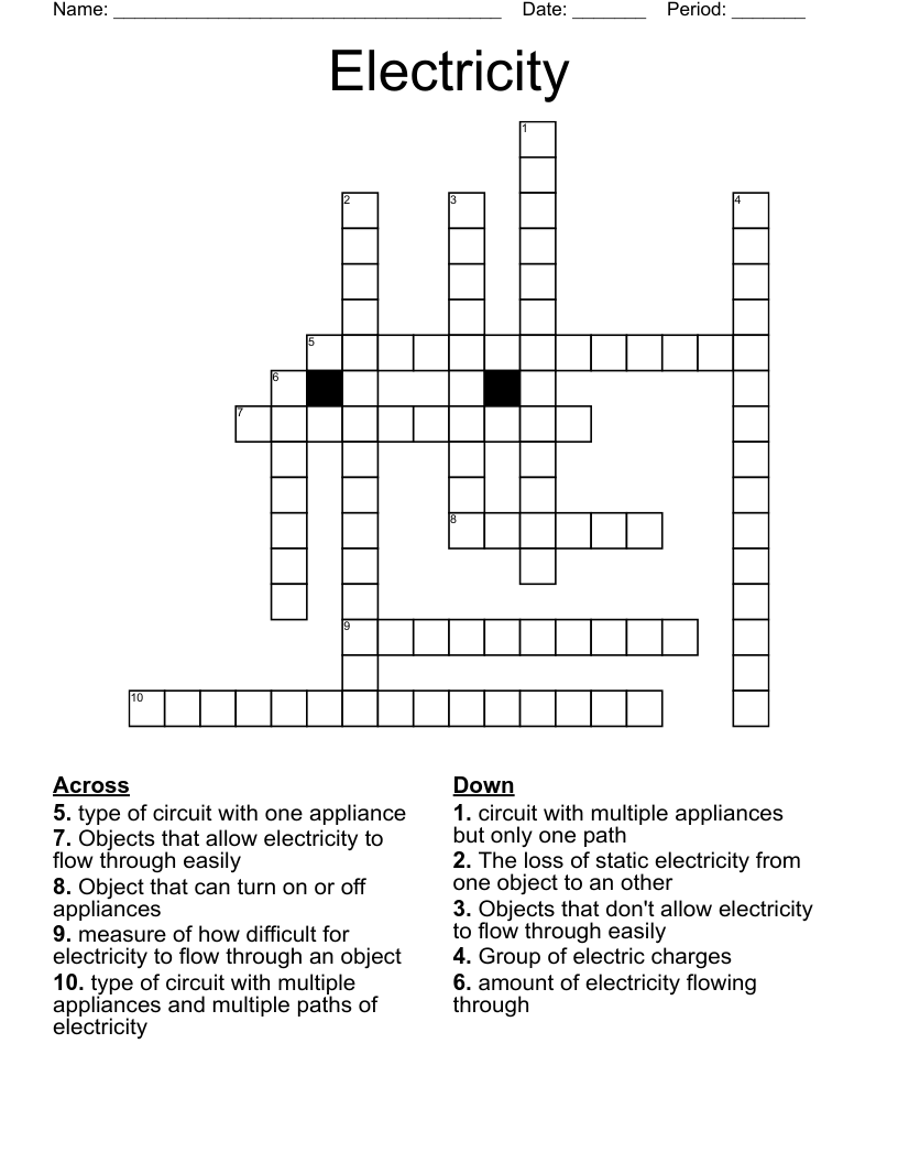 Electricity Crossword